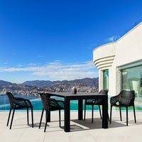 Compamia Air XL Extension Dining Set 5 Piece Black/Dark Gray/Taupe/White