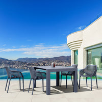 Compamia Air XL Extension Dining Set 5 Piece Black/Dark Gray/Taupe/White