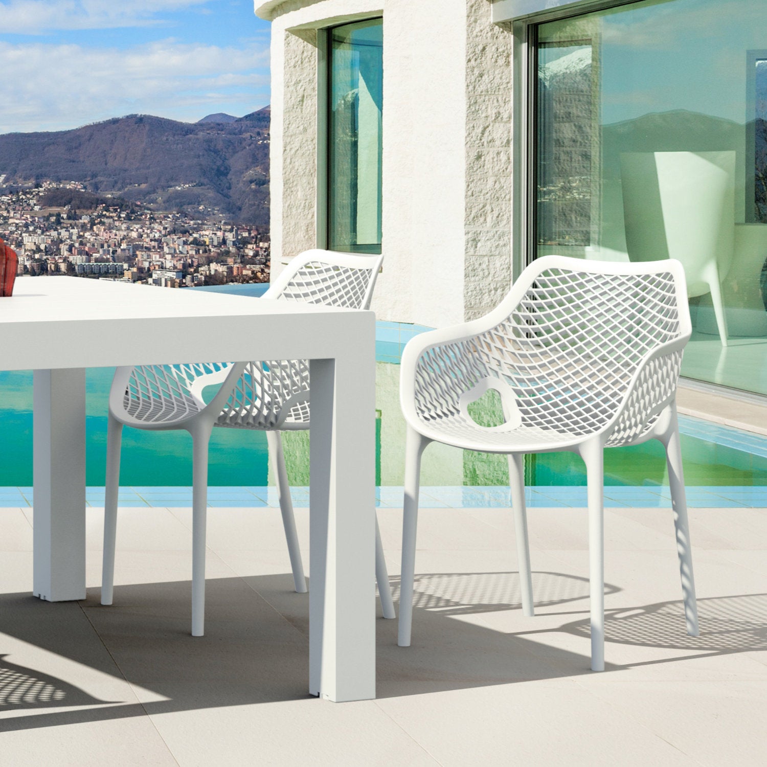 Compamia Air XL Extension Dining Set 5 Piece Black/Dark Gray/Taupe/White
