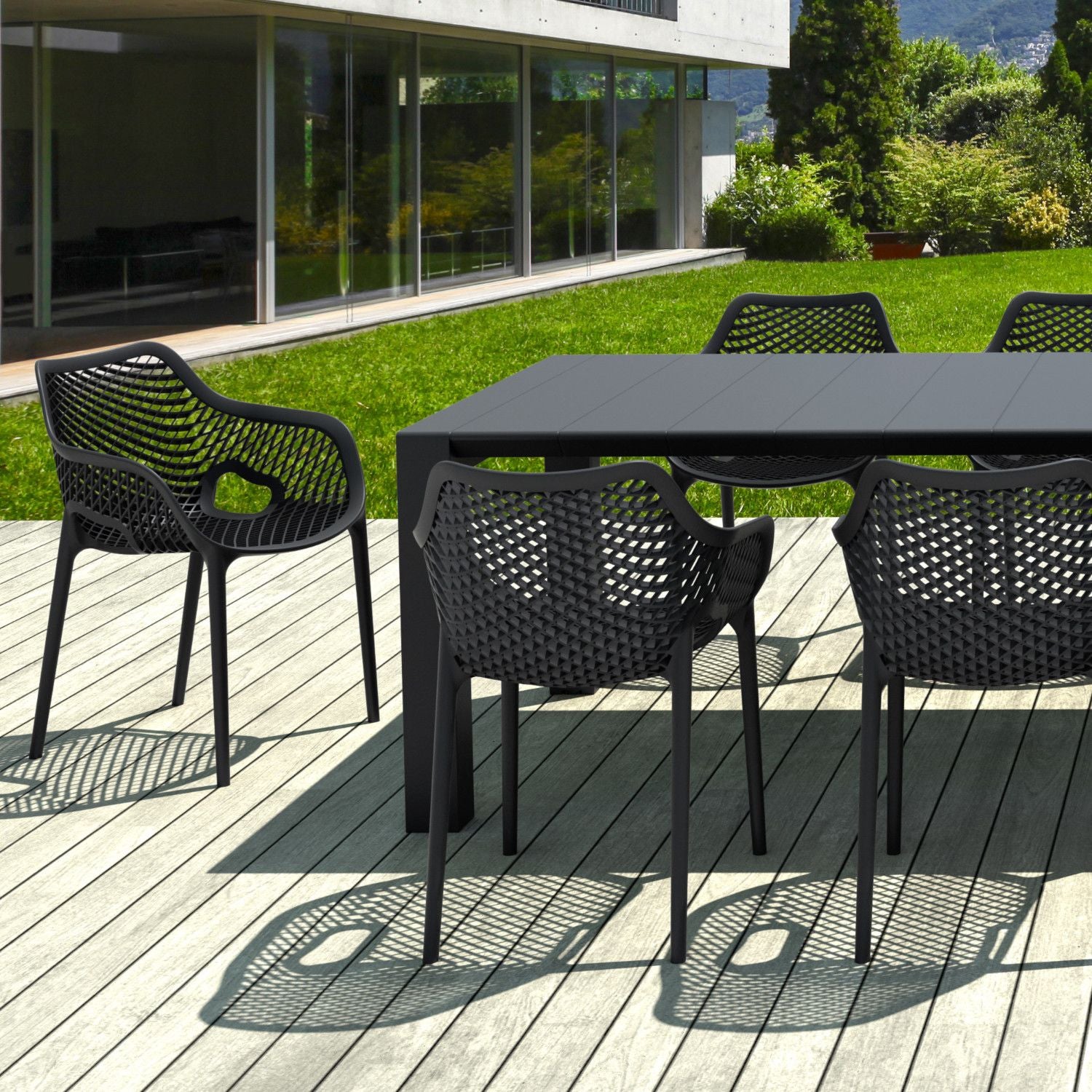 Compamia Air XL Extension Dining Set 11 Piece in Black/Taupe/Dove Gray/White