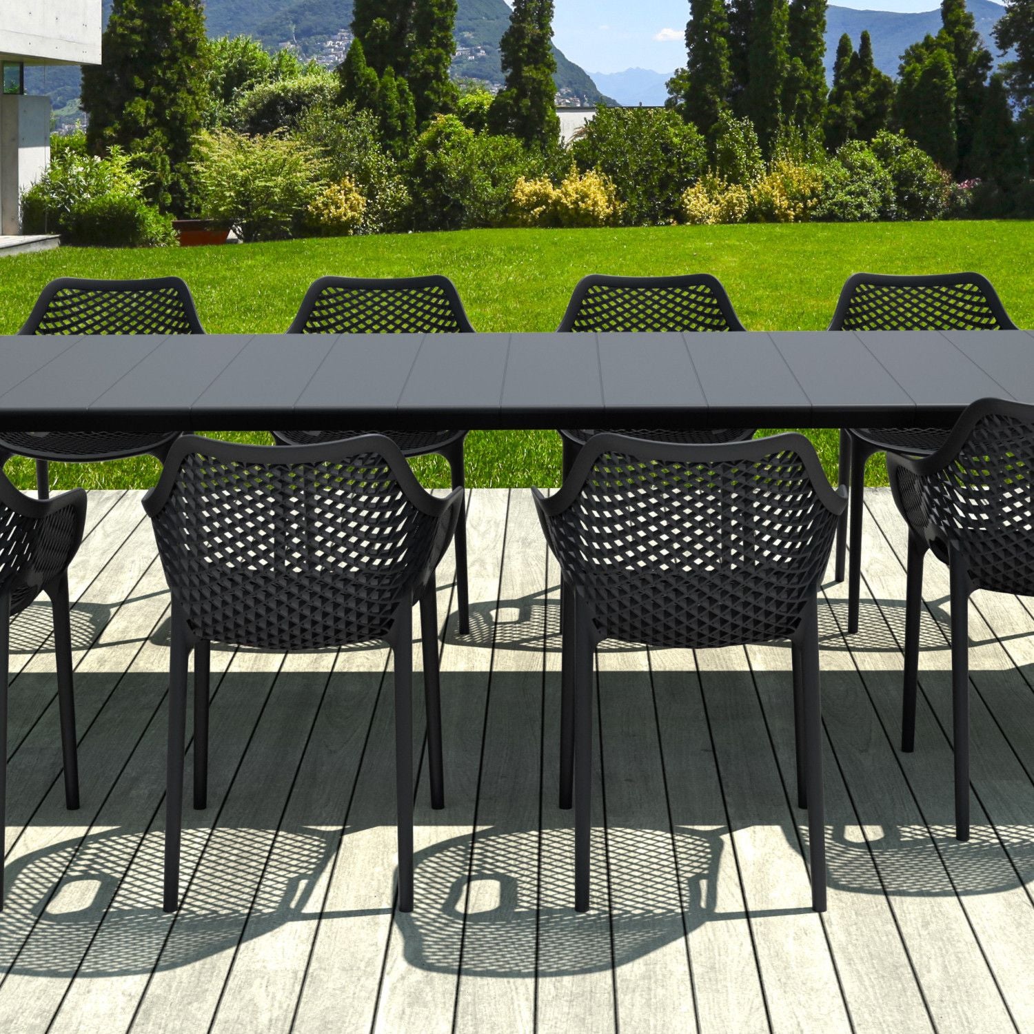 Compamia Air XL Extension Dining Set 11 Piece in Black/Taupe/Dove Gray/White