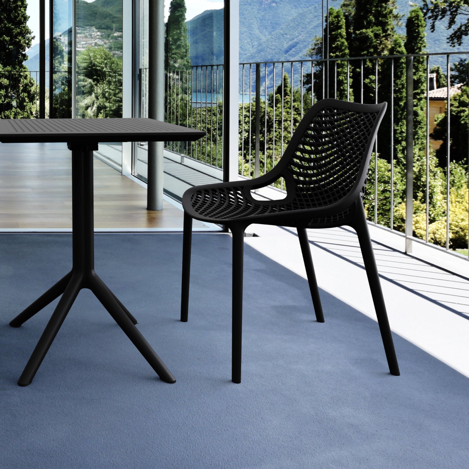 Compamia Air Bistro Set 3 Piece Black/Dark Gray/Taupe/White