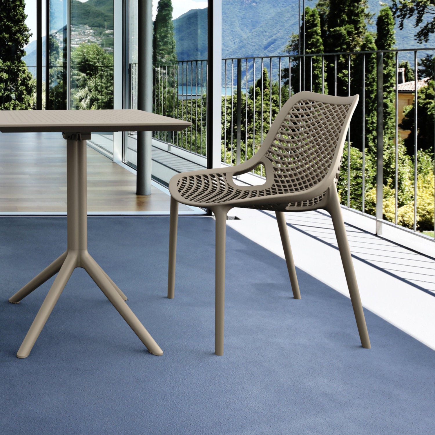 Compamia Air Bistro Set 3 Piece Black/Dark Gray/Taupe/White