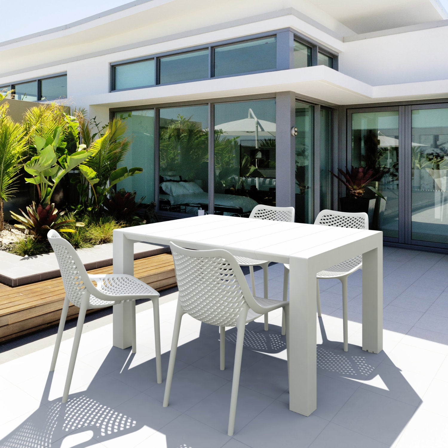 Compamia Air Extension Dining Set 5 Piece in Black/Dark Gray/Taupe/White