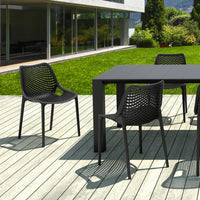 Compamia Air Extension Dining Set 9 Piece in Black/Taupe/Dove Gray/White