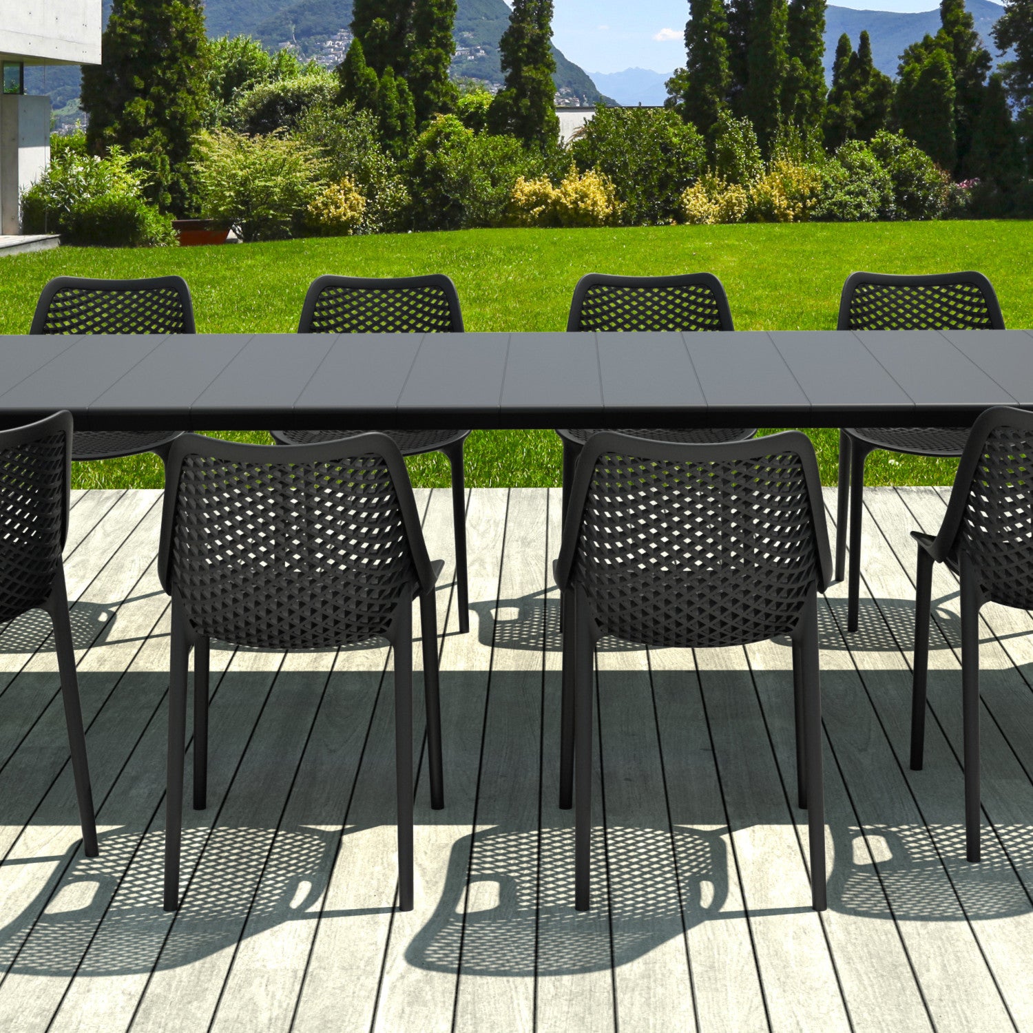 Compamia Air Extension Dining Set 11 Piece in Black/Taupe/Dove Gray/White