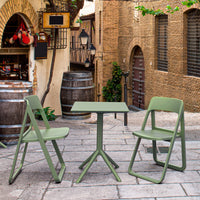 Compamia Dream Folding Outdoor Bistro Set with White/Olive Green Table and 2 White/Olive Green Chairs