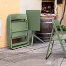 Compamia Dream Folding Outdoor Bistro Set with White/Olive Green Table and 2 White/Olive Green Chairs