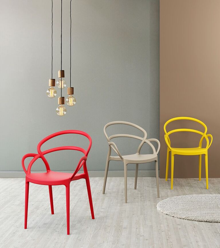 Compamia Mila Dining Arm Chair Black/White/Dark Gray/Dove Gray/Red/Yellow Set of 2