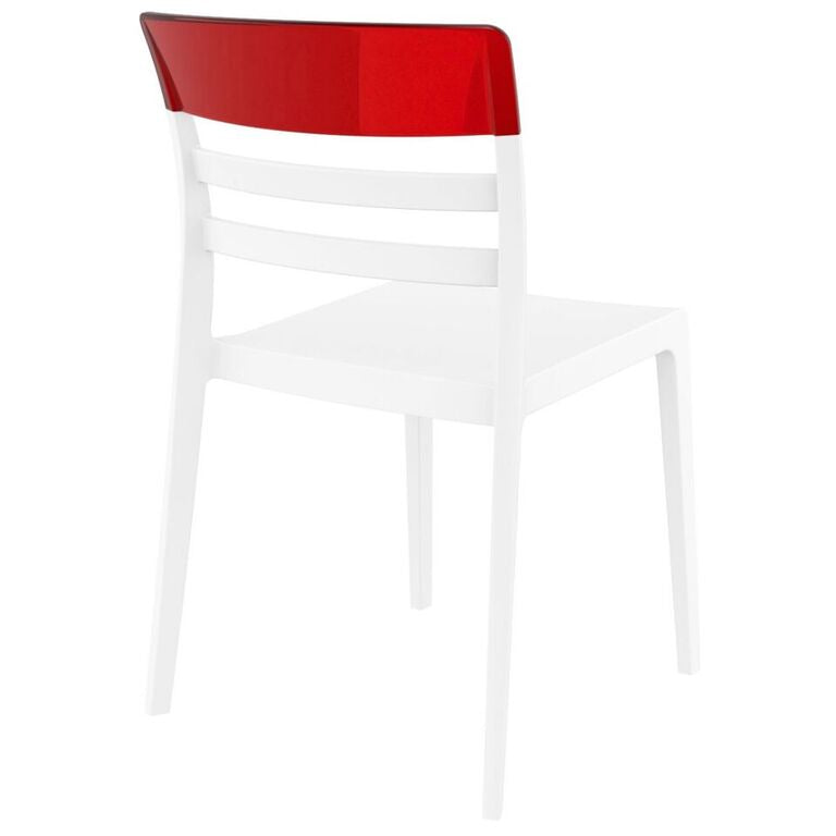 Compamia Moon Dining Chair White Transparent Clear/Glossy White/Red/Amber- Set of Tgwo