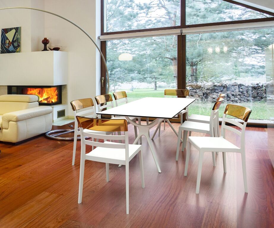 Compamia Moon Dining Chair White Transparent Clear/Glossy White/Red/Amber- Set of Tgwo