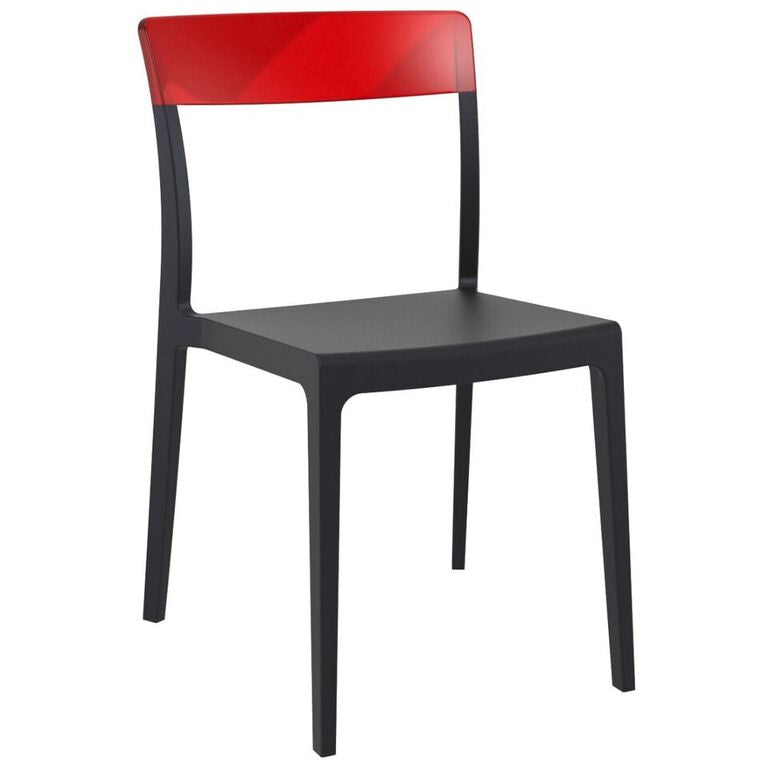 Compamia Flash Dining Chair White Transparent Clear/Glossy White/Red/Amber- Set of Two