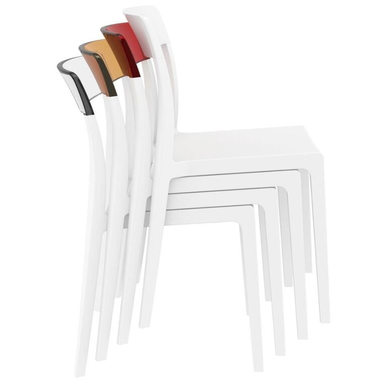 Compamia Flash Dining Chair White Transparent Clear/Glossy White/Red/Amber- Set of Two