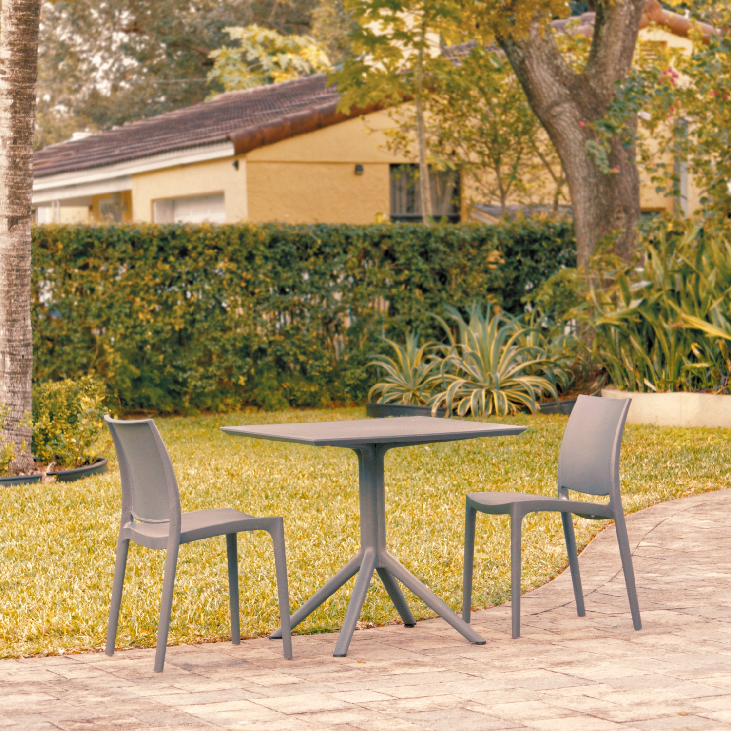 Compamia Maya Patio Dining Set with 2 Chairs Dark Gray