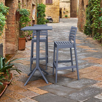 Compamia Sky Ares Square Bar Set with 2 Barstools Black/Dark Gray/Taupe/White