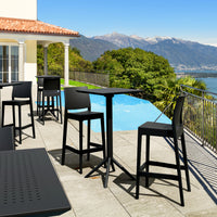 Compamia Sky Maya Square Bar Set with 2 Barstools in Black/Dark Gray/Taupe/White/Olive Green