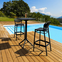 Compamia Sky Marcel Square Bar Set with 2 Barstools in Black/Dark Gray/Taupe/White/Olive Green