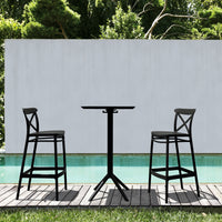 Compamia Sky Cross Square Bar Set with 2 Barstools  in Black/Dark Gray/Taupe/White/Olive Green
