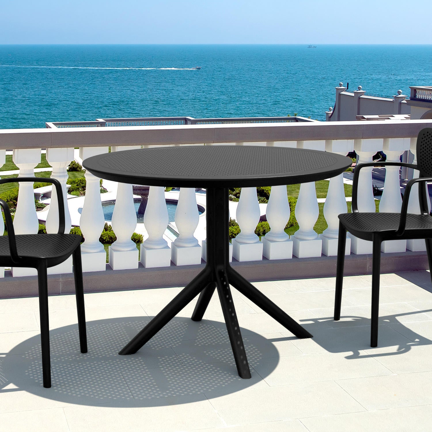 Compamia Sky Round Folding Table 42 inch Black/Dark Gray/Taupe/Olive Green/White