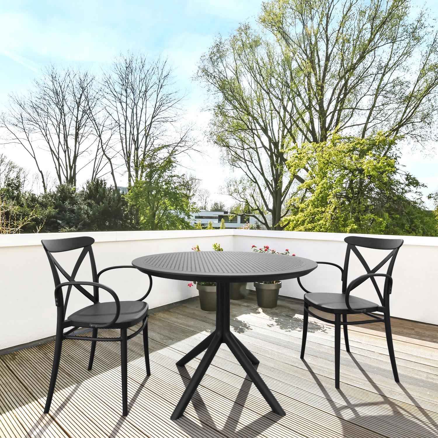 Compamia Sky Round Folding Table 42 inch Black/Dark Gray/Taupe/Olive Green/White