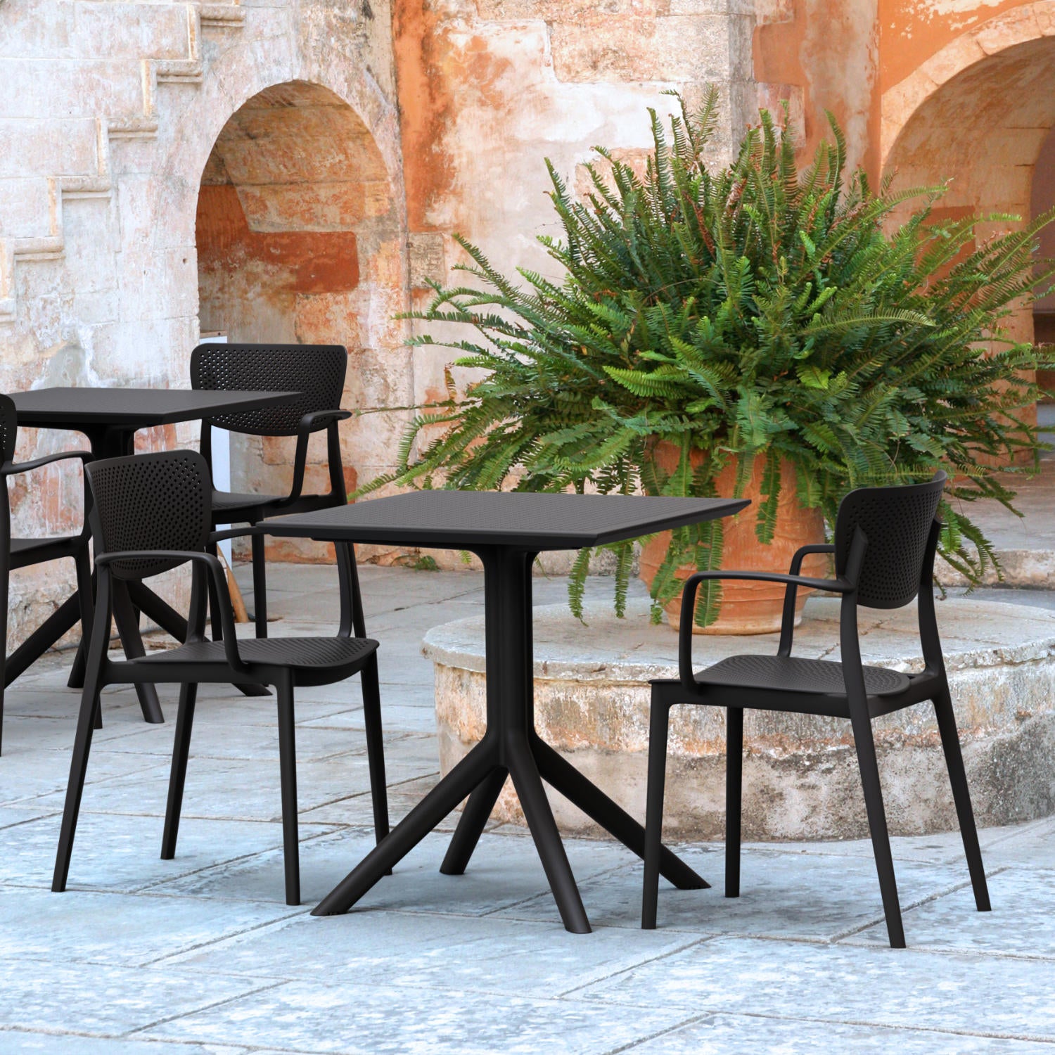 Compamia Loft Bistro Set 3 Piece with 27 inch Table Top in Black/Dark Gray/Taupe/Olive Green/White