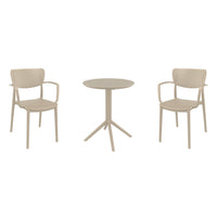 Compamia Loft Bistro Set 3 Piece with 24 inch Table Top in Black/Dark Gray/Taupe/Olive Green/White