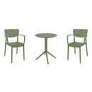 Compamia Loft Bistro Set 3 Piece with 24 inch Table Top in Black/Dark Gray/Taupe/Olive Green/White