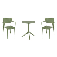 Compamia Loft Bistro Set 3 Piece with 24 inch Table Top in Black/Dark Gray/Taupe/Olive Green/White