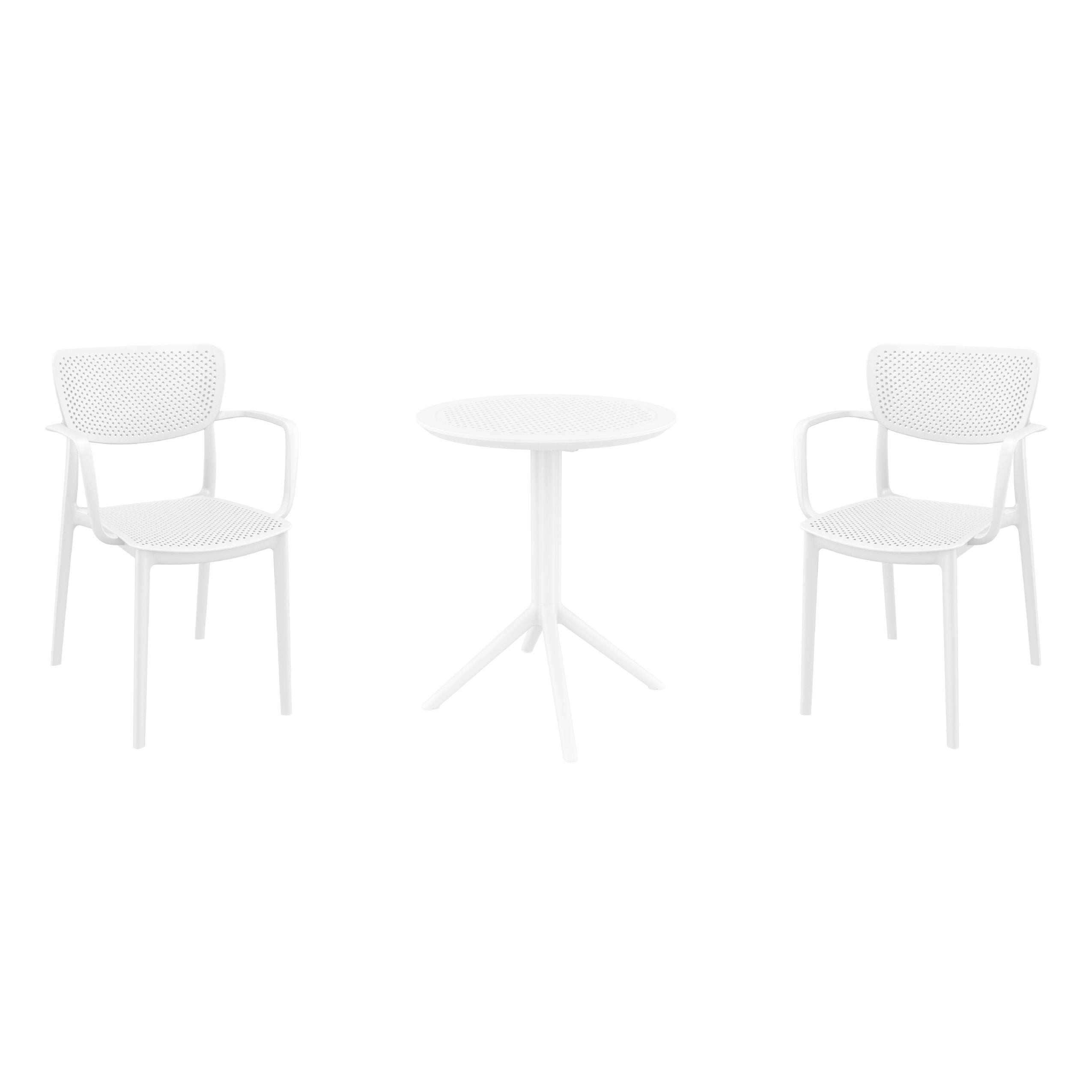 Compamia Loft Bistro Set 3 Piece with 24 inch Table Top in Black/Dark Gray/Taupe/Olive Green/White