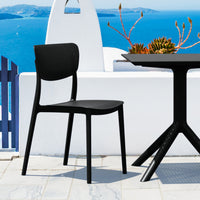 Compamia Lucy Outdoor Bistro Set 3 Piece with 24 inch Table Top Black/Dark Gray/Taupe/White
