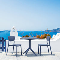 Compamia Lucy Outdoor Bistro Set 3 Piece with 24 inch Table Top Black/Dark Gray/Taupe/White