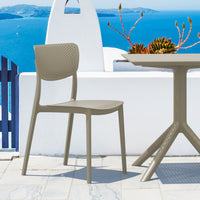 Compamia Lucy Outdoor Bistro Set 3 Piece with 24 inch Table Top Black/Dark Gray/Taupe/White