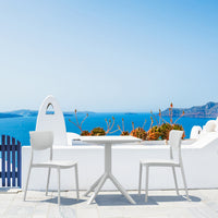 Compamia Lucy Outdoor Bistro Set 3 Piece with 24 inch Table Top Black/Dark Gray/Taupe/White
