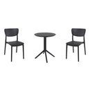 Compamia Lucy Bistro Set 3 Piece with 24 inch Table Top in Black/Dark Gray/Taupe/Olive Green/White
