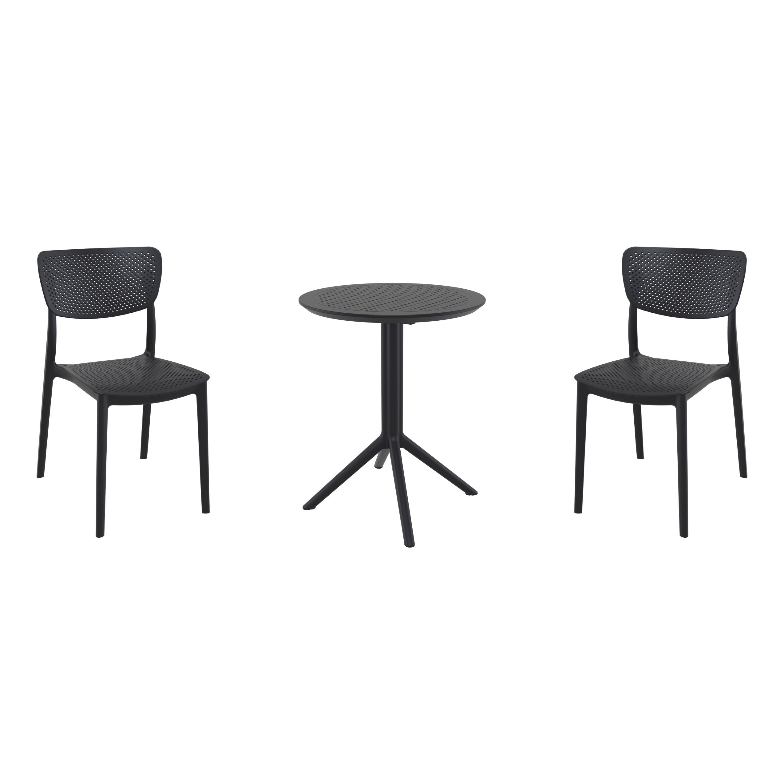 Compamia Lucy Bistro Set 3 Piece with 24 inch Table Top in Black/Dark Gray/Taupe/Olive Green/White