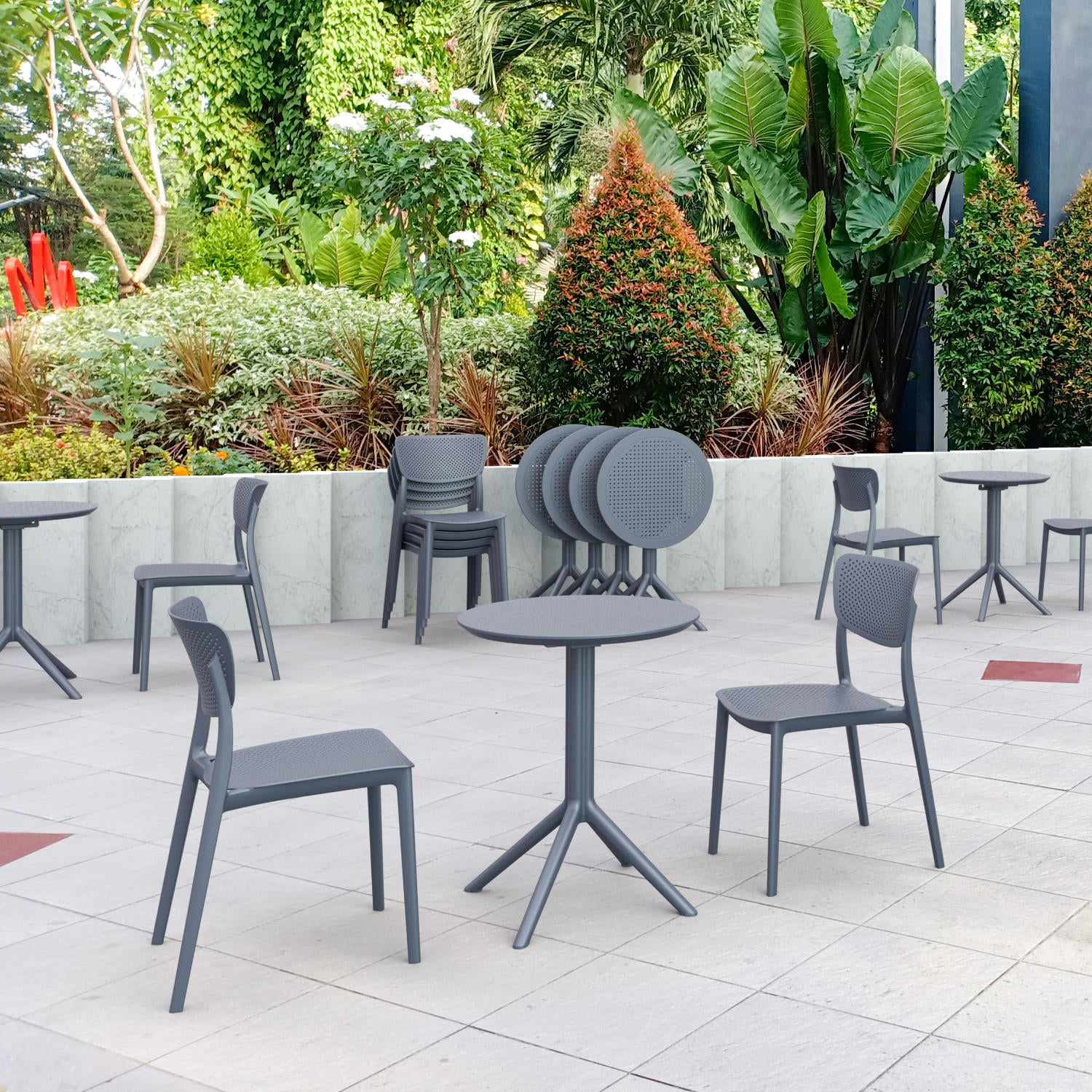 Compamia Lucy Bistro Set 3 Piece with 24 inch Table Top in Black/Dark Gray/Taupe/Olive Green/White