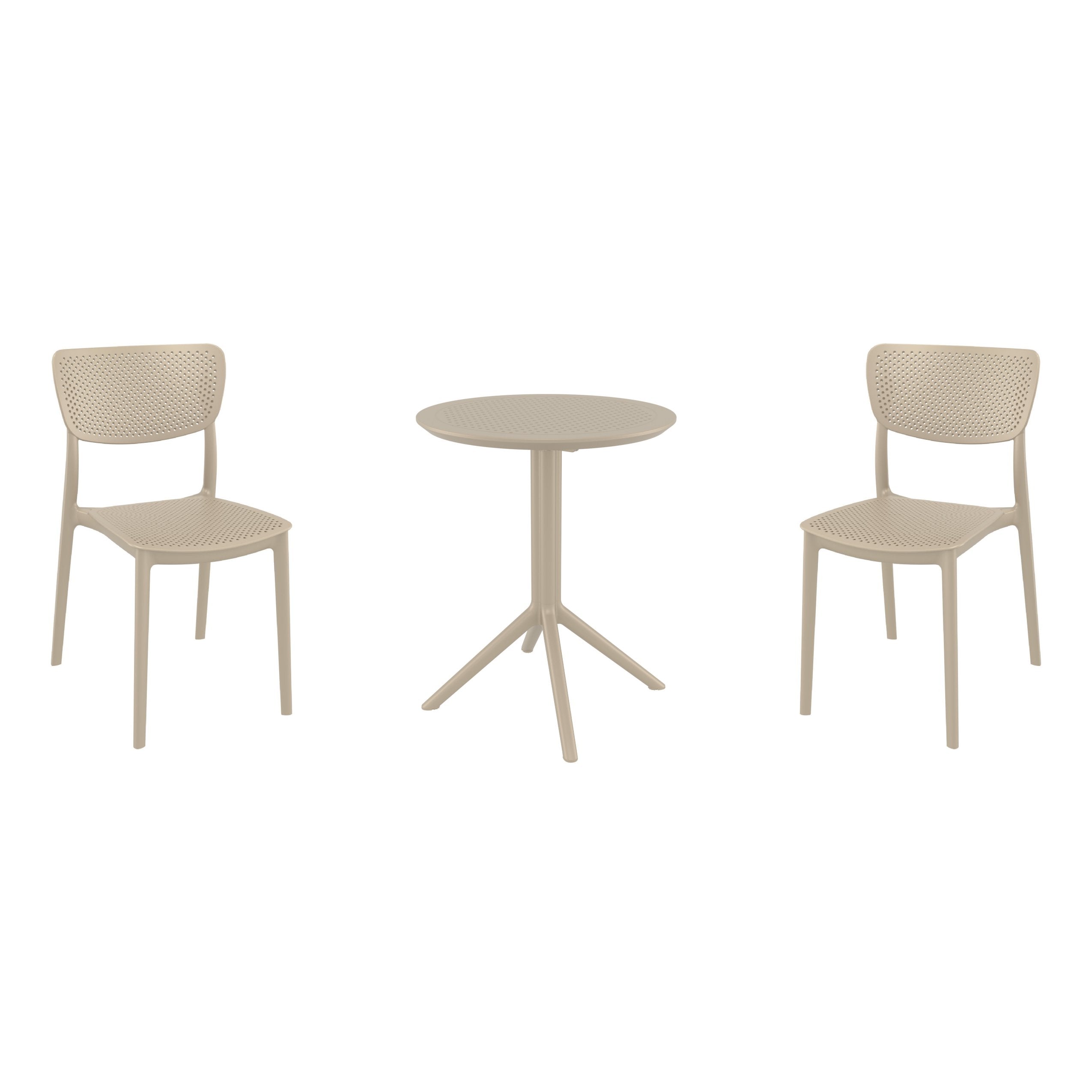 Compamia Lucy Bistro Set 3 Piece with 24 inch Table Top in Black/Dark Gray/Taupe/Olive Green/White