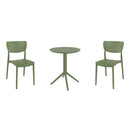 Compamia Lucy Bistro Set 3 Piece with 24 inch Table Top in Black/Dark Gray/Taupe/Olive Green/White
