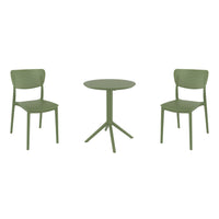 Compamia Lucy Bistro Set 3 Piece with 24 inch Table Top in Black/Dark Gray/Taupe/Olive Green/White