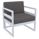 Compamia Mykonos Patio Club Chair Silver with Sunbrella Charcoal/Natural Cushion