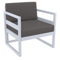 Compamia Mykonos Patio Club Chair Silver with Sunbrella Charcoal/Natural Cushion