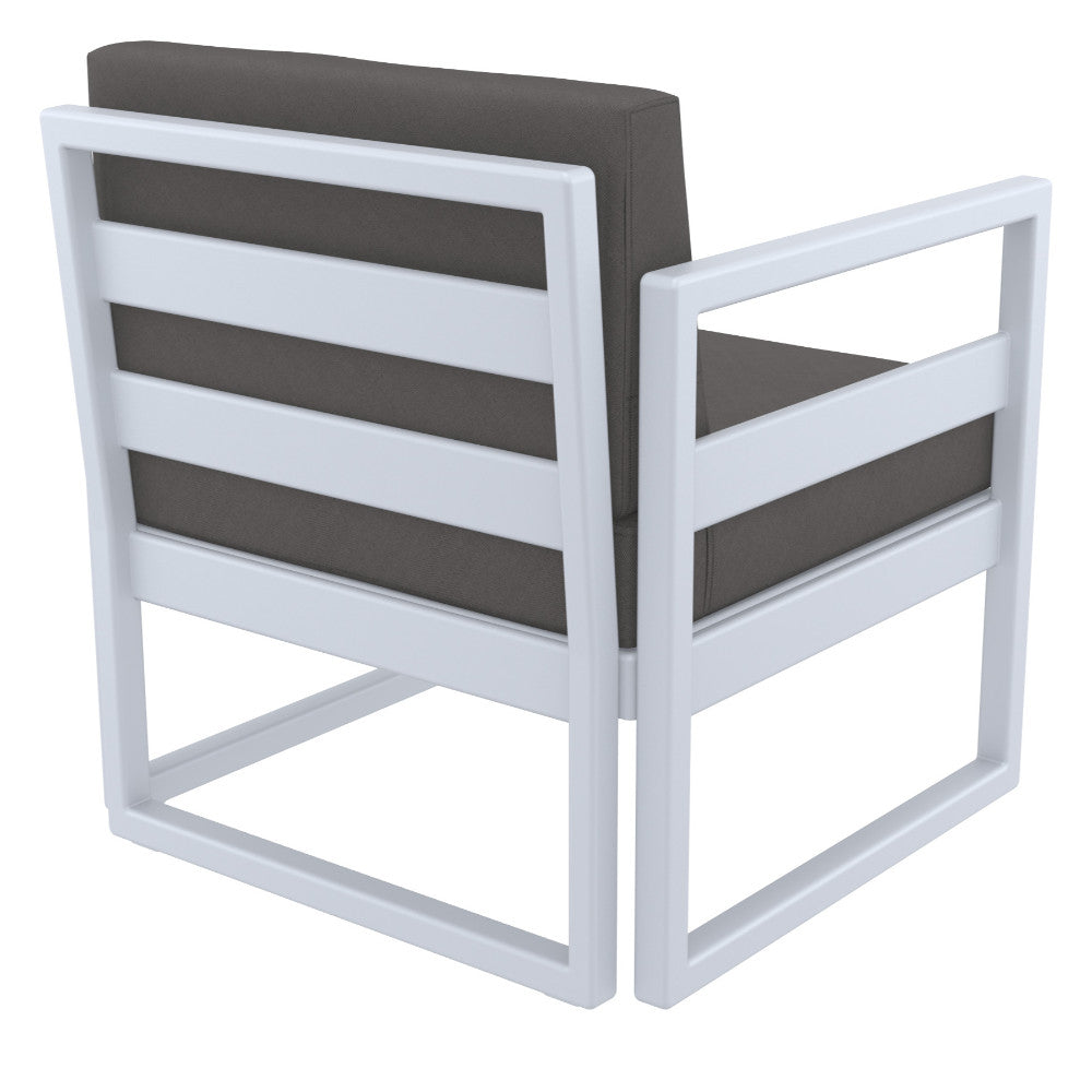 Compamia Mykonos Patio Club Chair Silver with Sunbrella Charcoal/Natural Cushion