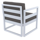 Compamia Mykonos Patio Club Chair Silver with Sunbrella Charcoal/Natural Cushion
