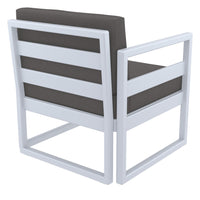 Compamia Mykonos Patio Club Chair Silver with Sunbrella Charcoal/Natural Cushion