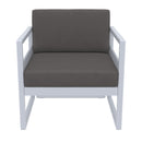 Compamia Mykonos Patio Club Chair Silver with Sunbrella Charcoal/Natural Cushion