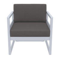 Compamia Mykonos Patio Club Chair Silver with Sunbrella Charcoal/Natural Cushion