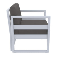 Compamia Mykonos Patio Club Chair Silver with Sunbrella Charcoal/Natural Cushion