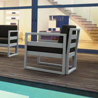 Compamia Mykonos Patio Club Chair Silver with Sunbrella Charcoal/Natural Cushion