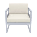 Compamia Mykonos Patio Club Chair Silver with Sunbrella Charcoal/Natural Cushion