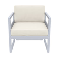 Compamia Mykonos Patio Club Chair Silver with Sunbrella Charcoal/Natural Cushion